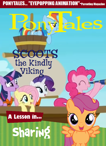 Size: 569x787 | Tagged: artist needed, safe, derpibooru import, edit, pinkie pie, scootaloo, pony, series:pony tales, gilbert and sullivan, parody, veggietales