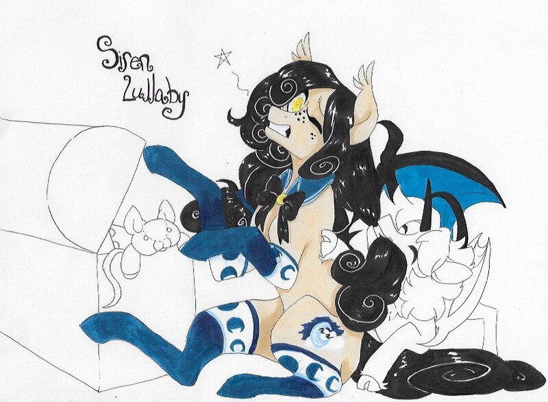 Size: 808x592 | Tagged: safe, artist:frozensoulpony, derpibooru import, oc, oc:harvest moon, oc:siren lullaby, unofficial characters only, earth pony, pony, clothes, female, mare, socks, traditional art