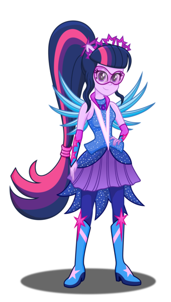 Size: 2080x3667 | Tagged: safe, artist:deannaphantom13, derpibooru import, sci-twi, twilight sparkle, twilight sparkle (alicorn), equestria girls, legend of everfree, boots, clothes, crystal guardian, crystal wings, dress, glasses, hand on hip, hasbro, hasbro studios, high heel boots, looking at you, ponied up, simple background, smiling, solo, sparkles, super ponied up, transparent background, visor, wings