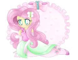 Size: 1280x989 | Tagged: safe, artist:pinkprincessblossom, derpibooru import, fluttershy, equestria girls, alternate universe, blushing, clothes, cute, dress, evening gloves, female, gloves, long gloves, shyabetes, smiling, solo