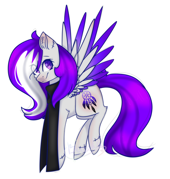 Size: 1871x1970 | Tagged: safe, artist:ohsushime, derpibooru import, oc, oc:scapy cipher, unofficial characters only, pegasus, pony, clothes, colored wings, female, mare, multicolored wings, scarf, simple background, solo, transparent background