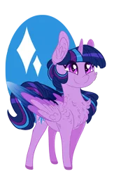 Size: 975x1500 | Tagged: safe, alternate version, artist:australian-senior, derpibooru import, twilight sparkle, twilight sparkle (alicorn), oc, oc:twilight invictus, alicorn, pony, alternate hairstyle, alternate universe, chest fluff, colored wings, colored wingtips, cute, ear fluff, heart eyes, solo, wingding eyes