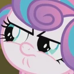 Size: 464x464 | Tagged: safe, derpibooru import, screencap, princess flurry heart, pony, a flurry of emotions, cropped, faic, flurry heart is not amused, glare, solo, stare