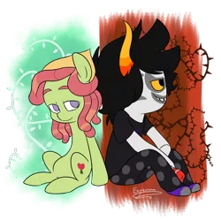 Size: 1000x1000 | Tagged: safe, artist:espeonna, derpibooru import, tree hugger, earth pony, pony, crossover, duo, female, homestuck, image, male, mare, png, the implications are horrible, troll (homestuck)