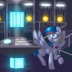 Size: 1280x1280 | Tagged: safe, artist:victoreach, derpibooru import, oc, unofficial characters only, pegasus, pony, commission, crossover, doctor who, heterochromia, solo, tardis