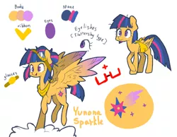 Size: 900x700 | Tagged: safe, artist:rikitikitavi-tyan, derpibooru import, oc, oc:yunona sparkle, unofficial characters only, pegasus, pony, clothes, colored wings, colored wingtips, cutie mark, female, goggles, mare, offspring, parent:flash sentry, parent:twilight sparkle, parents:flashlight, reference sheet, scarf, simple background, solo, white background