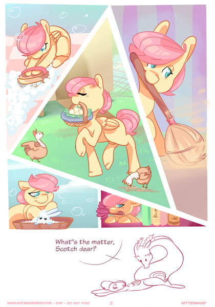 Size: 2100x3000 | Tagged: questionable, artist:kittenmod, derpibooru import, angel bunny, discord, fluttershy, chicken, comic:shy puppy, saddle up 2: creature comforts, animal, buttercord, butterpup, butterscotch, cleaning, comic, discoshy, egg, explicit source, gay, half r63 shipping, male, nudity, rule 63, sheath, shipping, slice of life, working