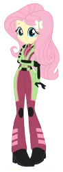 Size: 1214x3312 | Tagged: safe, artist:pyrus-leonidas, derpibooru import, fluttershy, equestria girls, clothes, looking at you, simple background, smiling, solo, spacesuit, standing, transparent background, ultra galaxy mega monster battle