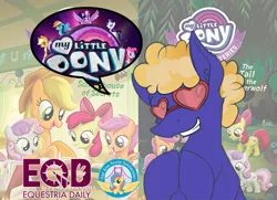 Size: 689x500 | Tagged: apple bloom, applejack, babscon, babscon 2017, blue peeler, cutie mark crusaders, derpibooru import, equestria daily, interview, mike vogel, my little pony logo, my little pony: the movie, safe, scootaloo, sweetie belle