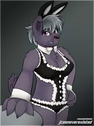 Size: 600x800 | Tagged: anthro, anthro oc, artist:jcosneverexisted, breasts, bunny ears, clothes, derpibooru import, diamond dog, diamond dog oc, fangs, female, female diamond dog, lingerie, looking at you, oc, panties, smiling, solo, solo female, suggestive, underwear, unofficial characters only