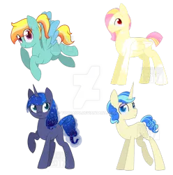 Size: 1024x1033 | Tagged: safe, artist:toodaioo, derpibooru import, oc, unofficial characters only, pegasus, pony, unicorn, adoptable, dappled, female, magical lesbian spawn, male, mare, offspring, parent:bulk biceps, parent:coco pommel, parent:fluttershy, parent:princess luna, parent:rainbow dash, parent:rarity, parent:sapphire shores, parent:zephyr breeze, parents:coco shores, parents:flutterbulk, parents:rariluna, parents:zephdash, simple background, stallion, transparent background, watermark