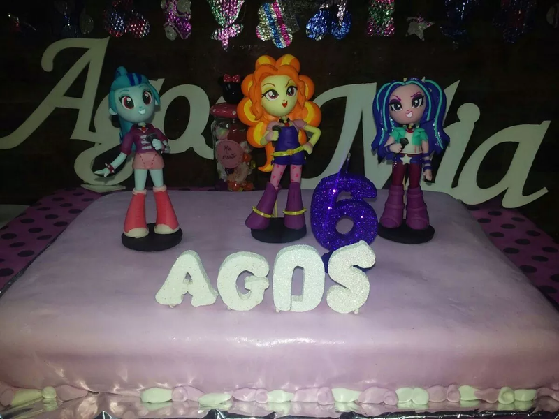 Size: 1200x900 | Tagged: safe, derpibooru import, adagio dazzle, aria blaze, sonata dusk, equestria girls, rainbow rocks, cake, candle, food, irl, looking at you, ornament, photo, porcelain, the dazzlings