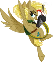 Size: 1024x1199 | Tagged: safe, artist:kellythedrawinguni, derpibooru import, oc, oc:kitty hawk, unofficial characters only, pegasus, pony, ammo belt, clothes, female, mare, scarf, simple background, solo, transparent background, weapon