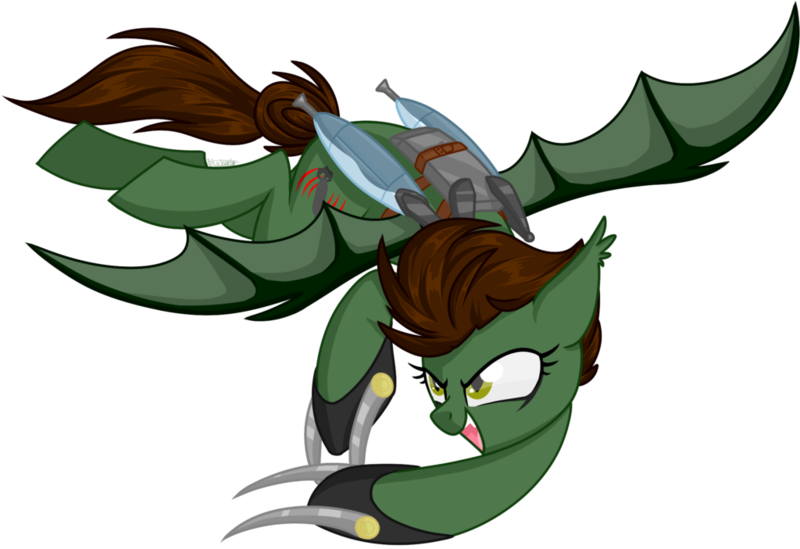 Size: 1024x703 | Tagged: safe, artist:kellythedrawinguni, derpibooru import, oc, oc:dive siren, unofficial characters only, bat pony, pony, female, hoof blades, jetpack, mare, simple background, solo, transparent background