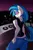 Size: 833x1250 | Tagged: safe, artist:zeplich, banned from derpibooru, deleted from derpibooru, derpibooru import, vinyl scratch, anthro, clothes, dj booth, image, jeans, looking at you, looking back, looking back at you, pants, png, solo, stage, tanktop