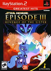 Size: 640x891 | Tagged: safe, artist:nickyv917, derpibooru import, nightmare moon, princess celestia, princess luna, alicorn, pony, cover, jedi, lava, lighting, lightsaber, parody, playstation 2, revenge of the sith, s1 luna, sith, star wars, weapon