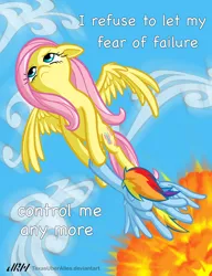 Size: 720x937 | Tagged: safe, artist:texasuberalles, derpibooru import, fluttershy, rainbow dash, pegasus, pony, aviators, badass, duo, explosion, fear of flight, flutterbadass, flying, holding, looking away, lyrics, rescue, song reference, spread wings, text, the font is chalkboard thank you very much, wings