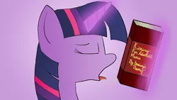 Size: 2560x1440 | Tagged: suggestive, artist:ag-poni, deleted from derpibooru, derpibooru import, twilight sparkle, pony, bibliophile, book, cargo ship, drool, drool string, female, kissing, magic, magic aura, shipping, sloppy kissing, solo, solo female, that pony sure does love books, tongue out, twibook