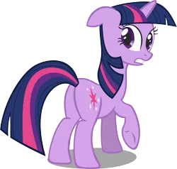 Size: 5000x4752 | Tagged: safe, artist:greseres, derpibooru import, twilight sparkle, pony, unicorn, absurd resolution, butt, female, looking back, mare, plot, raised hoof, simple background, solo, transparent background, twibutt, underhoof, unicorn twilight, vector