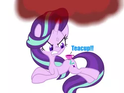 Size: 4128x3096 | Tagged: safe, artist:lovehtf421, derpibooru import, starlight glimmer, pony, unicorn, all bottled up, absurd resolution, anger magic, angry, cross-popping veins, cup, female, magic, mare, simple background, solo, teacup, white background