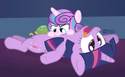 Size: 1040x640 | Tagged: safe, artist:dm29, derpibooru import, princess flurry heart, twilight sparkle, twilight sparkle (alicorn), whammy, alicorn, pony, a flurry of emotions, aunt and niece, auntie twilight, cute, drool, female, flurrybetes, funny, julian yeo is trying to murder us, nibbling, nom, playing dead, pure unfiltered evil, teeth, the tables have turned, tongue out, tummy buzz, twiabetes
