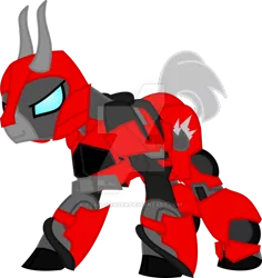 Size: 600x635 | Tagged: safe, artist:mlp-trailgrazer, derpibooru import, ponified, pony, autobot, cliffjumper, crossover, horns, simple background, solo, transformers, transformers prime, transparent background, watermark