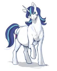 Size: 911x1129 | Tagged: safe, artist:nsfwbonbon, derpibooru import, shining armor, pony, unicorn, female, gleaming shield, image, mare, png, pregarmor, pregnant, raised hoof, rule 63, simple background, solo, white background