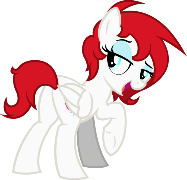 Size: 1581x1521 | Tagged: safe, artist:outlawedtofu, derpibooru import, oc, oc:air raid, unofficial characters only, pegasus, pony, fallout equestria, bedroom eyes, eyeshadow, looking back, makeup, plot, raised hoof, rule 63, short hair, simple background, solo, transparent background, vector