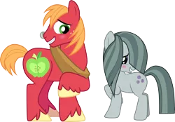 Size: 4300x3001 | Tagged: safe, artist:cloudyglow, derpibooru import, big macintosh, marble pie, earth pony, pony, hearthbreakers, absurd resolution, big macintosh's yoke, blushing, collar, cute, female, hair over one eye, macabetes, male, marblebetes, marblemac, mare, shipping, simple background, smiling, stallion, straight, transparent background, vector