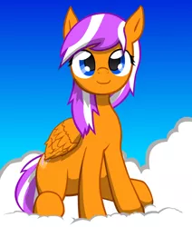 Size: 1506x1779 | Tagged: safe, artist:fluor1te, derpibooru import, oc, oc:digidrop, unofficial characters only, pegasus, pony, cloud, sitting, sky, solo