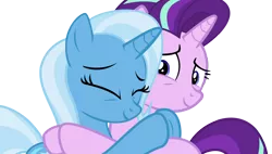 Size: 6000x3407 | Tagged: safe, artist:matthewboyz, derpibooru import, starlight glimmer, trixie, pony, unicorn, absurd resolution, cute, female, lesbian, mare, shipping, simple background, smiling, startrix, transparent background, vector