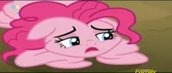 Size: 584x251 | Tagged: safe, derpibooru import, screencap, pinkie pie, pony, rock solid friendship, deflation, discovery family logo, sad, solo, wrong aspect ratio