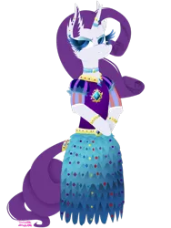 Size: 1024x1365 | Tagged: safe, artist:vanillaswirl6, derpibooru import, rarity, pony, semi-anthro, unicorn, bracelet, broach, choker, clothes, colored eyelashes, colored pupils, dress, ear fluff, ear piercing, earring, female, frilly dress, gown, horn ring, jewelry, looking at something, mare, medieval, photoshop, piercing, signature, simple background, solo, tail wrap, transparent background