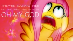 Size: 1920x1080 | Tagged: artist:finaglerific, artist:sirspikensons, derpibooru import, fluttershy, funny, horrified, open mouth, parody, reference, safe, solo, troll 2, vector, wallpaper