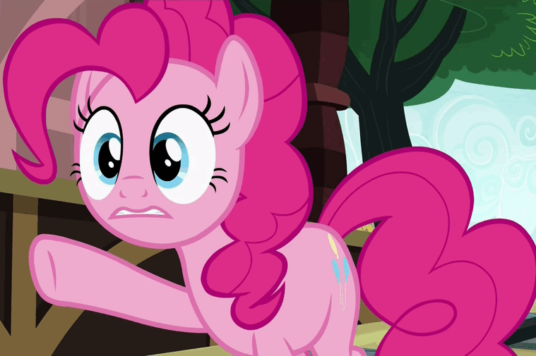 Size: 759x505 | Tagged: safe, derpibooru import, screencap, pinkie pie, earth pony, pony, rock solid friendship, animated, floppy ears, gif, sad, solo