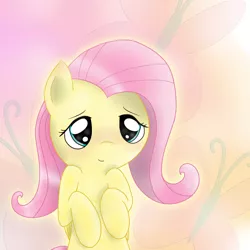 Size: 1000x1000 | Tagged: safe, artist:blackgryph0n, artist:solvandus, derpibooru import, fluttershy, pegasus, pony, blushing, bust, cute, cutie mark background, folded wings, hooves to the chest, portrait, shyabetes, solo