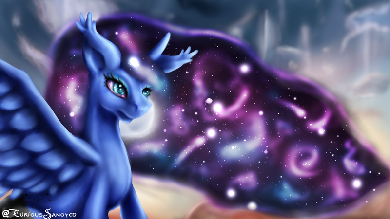 Size: 1920x1080 | Tagged: safe, artist:curioussamoyed, derpibooru import, princess luna, alicorn, pony, ethereal mane, female, mare, solo