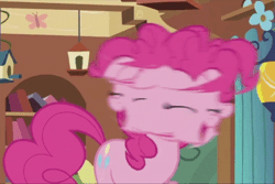 Size: 400x267 | Tagged: safe, derpibooru import, screencap, pinkie pie, pony, fluttershy leans in, animated, gif, head shake, solo