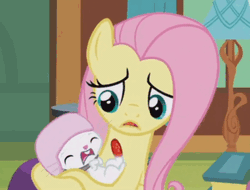 Size: 300x228 | Tagged: safe, derpibooru import, screencap, angel bunny, fluttershy, pony, fluttershy leans in, animal, animated, crying, fluttermom, gif, injured, loop