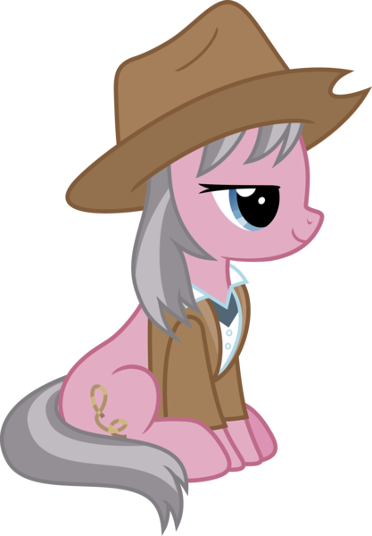 Size: 5531x7964 | Tagged: safe, artist:pink1ejack, derpibooru import, wrangler, earth pony, pony, fluttershy leans in, absurd resolution, clothes, cowboy hat, female, hat, mare, simple background, sitting, skunk stripe, solo, stetson, that was fast, transparent background, vector