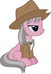 Size: 5531x7964 | Tagged: safe, artist:pink1ejack, derpibooru import, wrangler, earth pony, pony, fluttershy leans in, absurd resolution, clothes, cowboy hat, female, hat, mare, simple background, sitting, skunk stripe, solo, stetson, that was fast, transparent background, vector