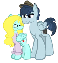 Size: 1160x1263 | Tagged: safe, artist:binkyt11, derpibooru import, oc, oc:saving grace, oc:storm chaser, unofficial characters only, pony, female, husband and wife, male, married couple, pregnant, simple background, stallion, transparent background