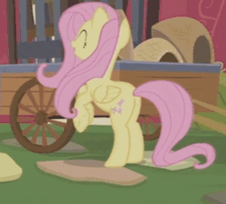 Size: 339x307 | Tagged: safe, derpibooru import, screencap, fluttershy, pony, fluttershy leans in, animated, cute, female, gif, happy, hoofy-kicks, mare, plot, shyabetes, solo