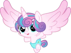 Size: 5682x4226 | Tagged: safe, artist:osipush, derpibooru import, princess flurry heart, alicorn, pony, a flurry of emotions, absurd resolution, baby, baby pony, cloth diaper, cute, diaper, flurrybetes, looking at you, safety pin, simple background, smiling, solo, spread wings, transparent background, vector, wings