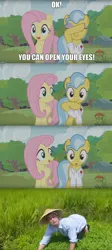 Size: 1662x3702 | Tagged: safe, derpibooru import, screencap, doctor fauna, fluttershy, human, pony, fluttershy leans in, dank memes, filthy frank, image macro, irl, irl human, meme, photo, screencap comic, shitposting loudly, welcome to the rice fields