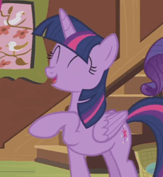 Size: 528x575 | Tagged: safe, derpibooru import, screencap, rarity, twilight sparkle, twilight sparkle (alicorn), alicorn, pony, fluttershy leans in, adorkable, animated, cropped, cute, dork, gif, hoofy-kicks, horses doing horse things, rearing, twiabetes