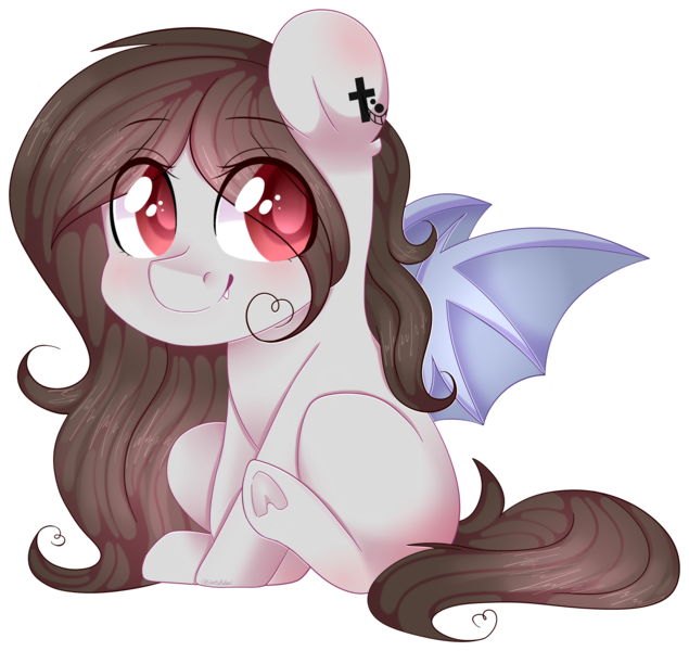 Size: 2279x2154 | Tagged: safe, artist:shiromidorii, derpibooru import, oc, oc:alora, unofficial characters only, bat pony, pony, chibi, female, high res, mare, simple background, sitting, solo, transparent background