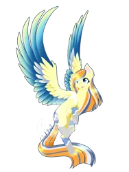 Size: 1024x1365 | Tagged: safe, artist:fuyusfox, derpibooru import, oc, oc:logan aeir, unofficial characters only, pegasus, pony, blue eyes, commission, cute, ear fluff, female, flying, happy, looking up, mare, open mouth, outline, rainbow power, rainbow power-ified, signature, solo, spread wings, watermark, wing fluff, wings