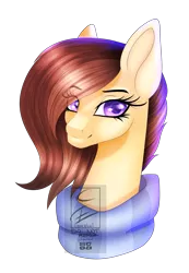 Size: 1583x2290 | Tagged: safe, artist:minelvi, derpibooru import, oc, oc:coffee, unofficial characters only, pony, bust, clothes, female, mare, portrait, scarf, simple background, solo, transparent background
