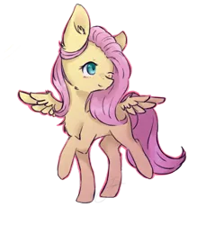 Size: 600x655 | Tagged: safe, artist:demisky, derpibooru import, fluttershy, pegasus, pony, female, mare, one eye closed, raised hoof, simple background, solo, spread wings, transparent background, wink